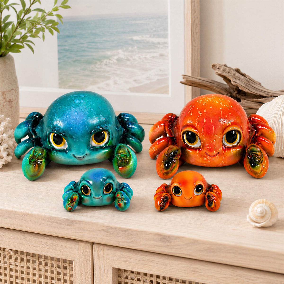 Glänzende Krabbenfigur GlossiBande Krabbe Figur glänzend – Deko in Blau oder Rot, 2 Größen