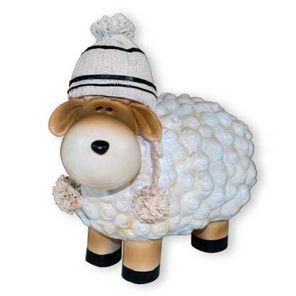 Buntes Deko Schaf weiß mit Mütze Gartenfigur Schaf Dekofigur Schaf lustige Schafe