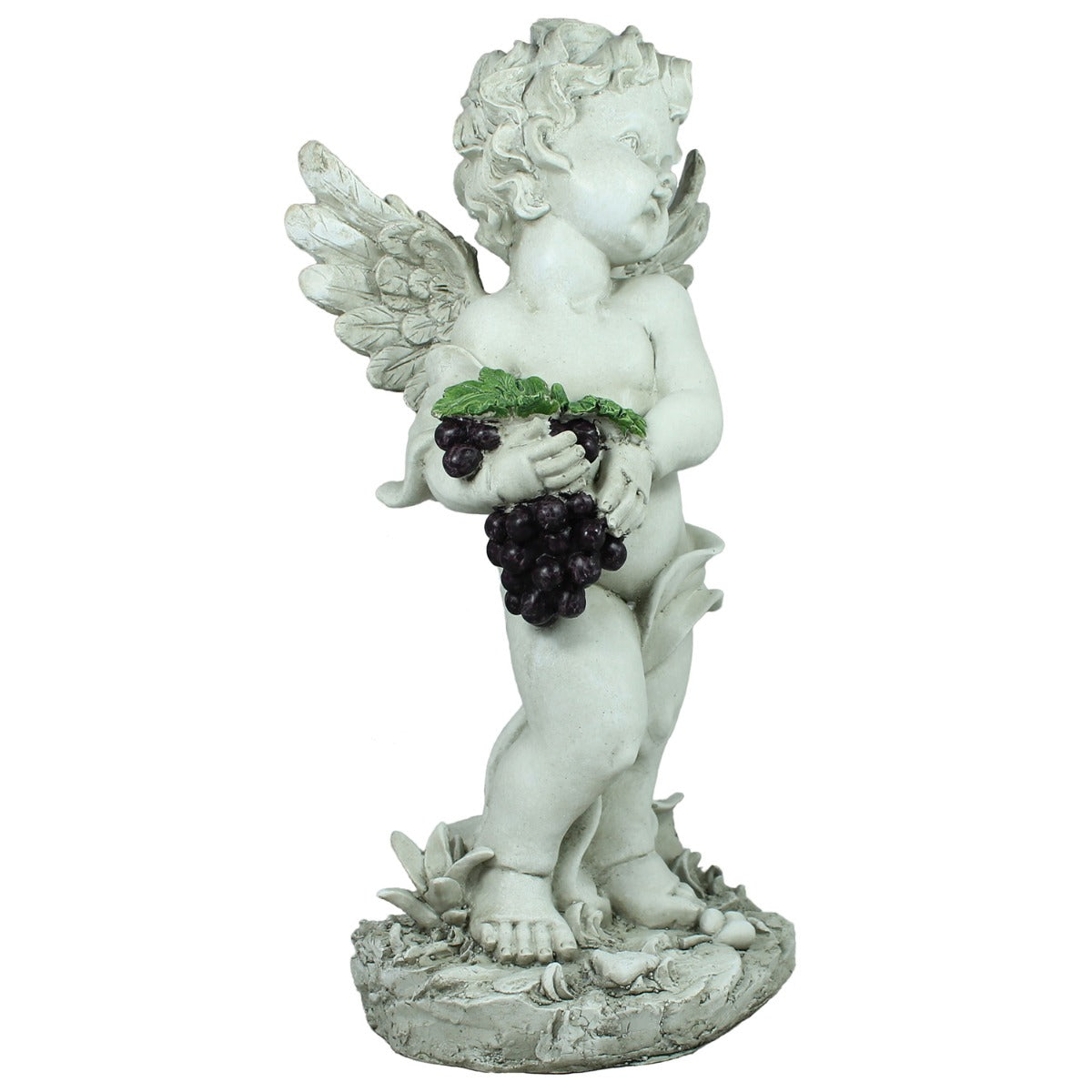 Engel Dekofigur für den Garten & Grab – schwarze Trauben, 45 cm