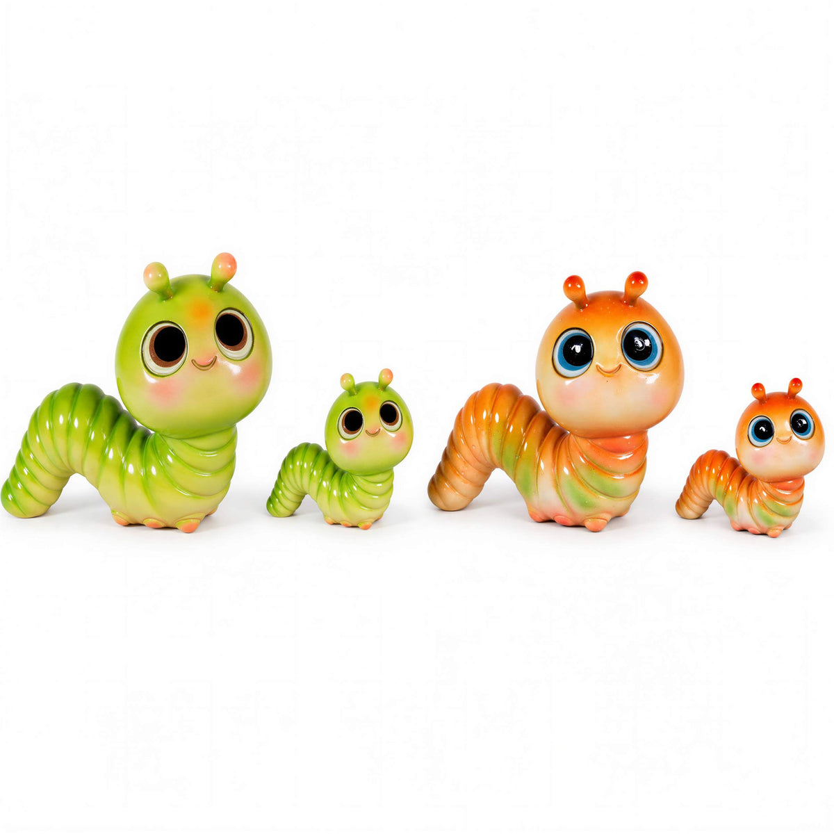 GlossiBande Wattwurm Dekofigur, glänzende Tierfigur in Grün oder Orange