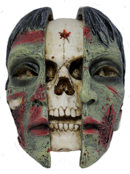 Gespaltener Zombie-Kopf als Dekofigur – Horror Totenkopf für Halloween